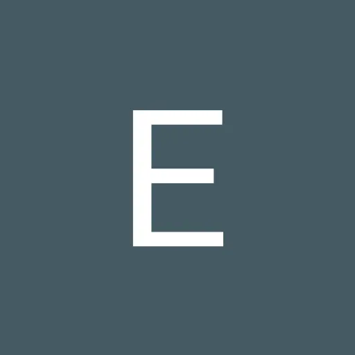 The letter e is white on a blue background.